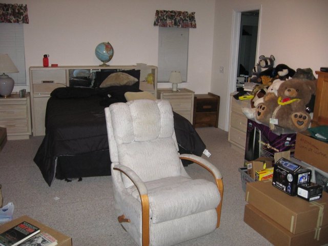 This was my bed/dresser area before I cleaned it up some.