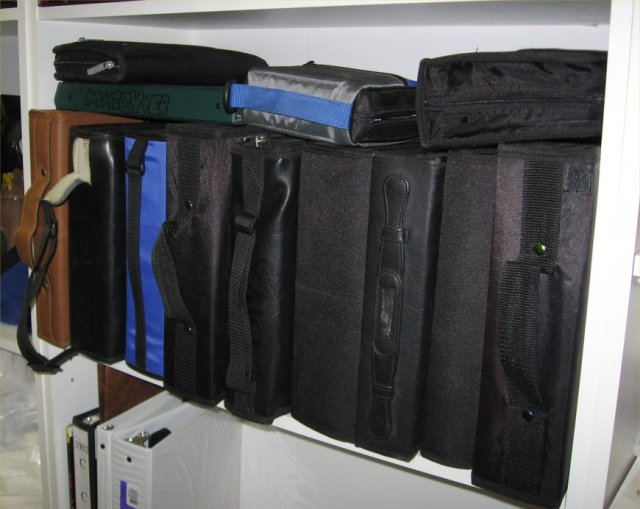 Inside my closet, all my CD Cases in one place. Those are all 95% full.