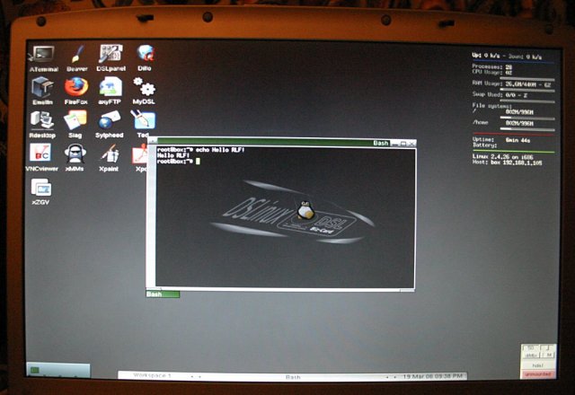 Interesting, X11 in action using Xvesa and Damn Small Linux v2.3 RC1.