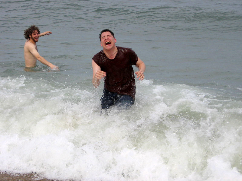 Ron found the ocean for the first time...and again. It may look like he's dying amidst the waves, but he was laughing his ass of