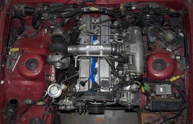 Overhead shot of the engine bay.