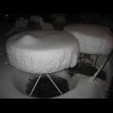 Snow on my tables on the back porch.