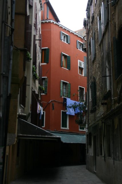 Hanging laundry to dry.