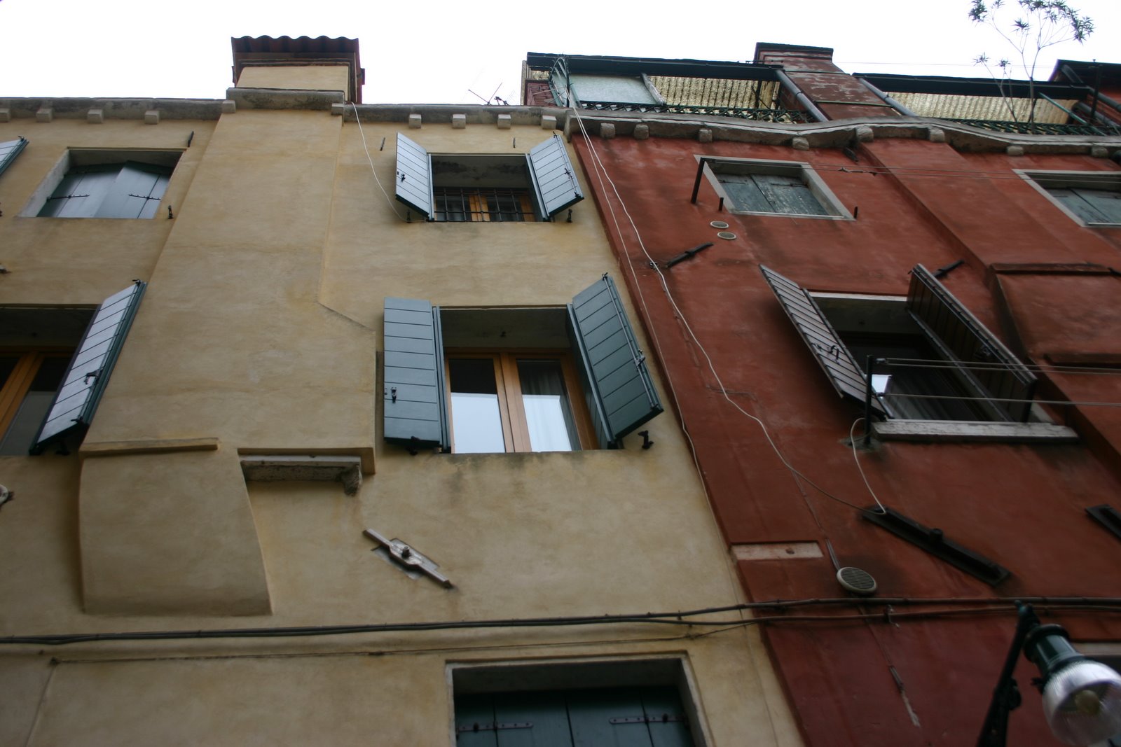 Shutters and vibrant buildings.