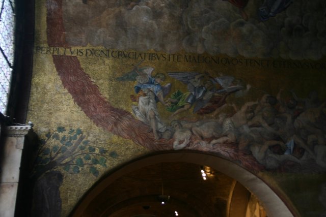 Some of the ceiling mosiacs in the Basilica.