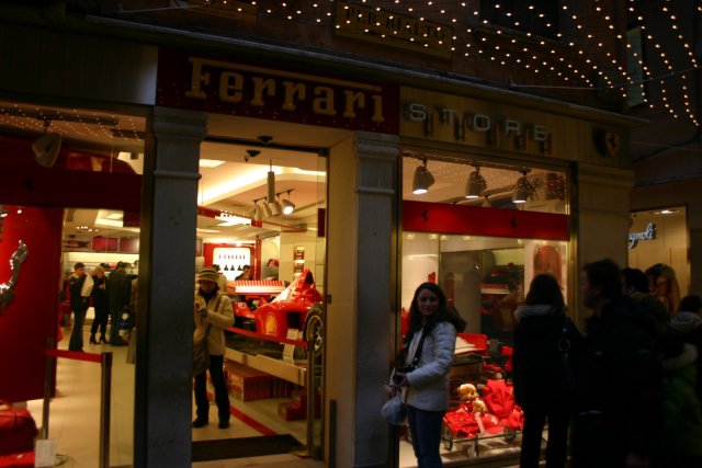 Leilanin in front of the Ferrari Store.  Everything was so expensive in there, I felt like I didn't want to breate in the store