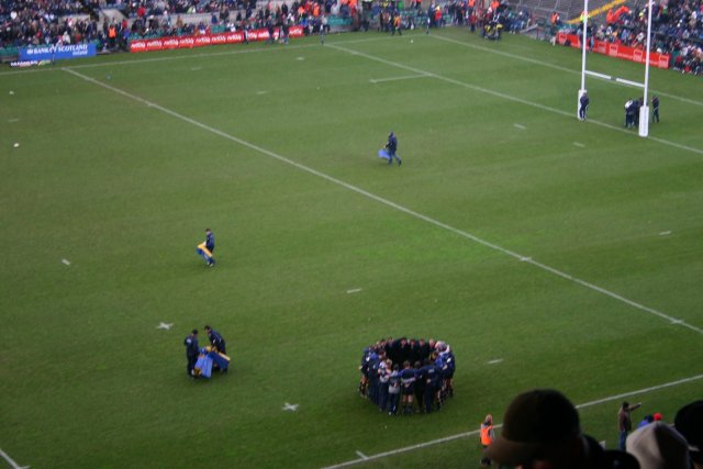 The Leinster huddle.