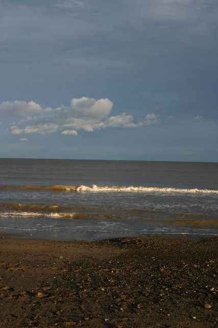 East out over the ocean on the beach at Bray.