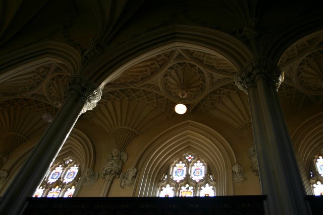 Looking up in the chapel.