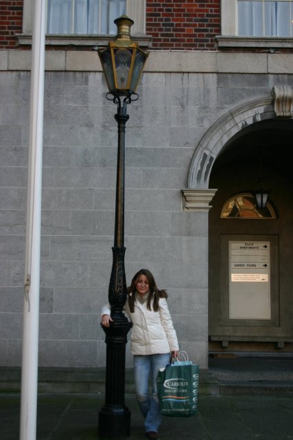 Leilani in the courtyard of the castle.