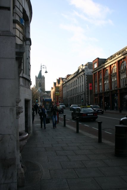 Looking down Dame St. at Christ Church.