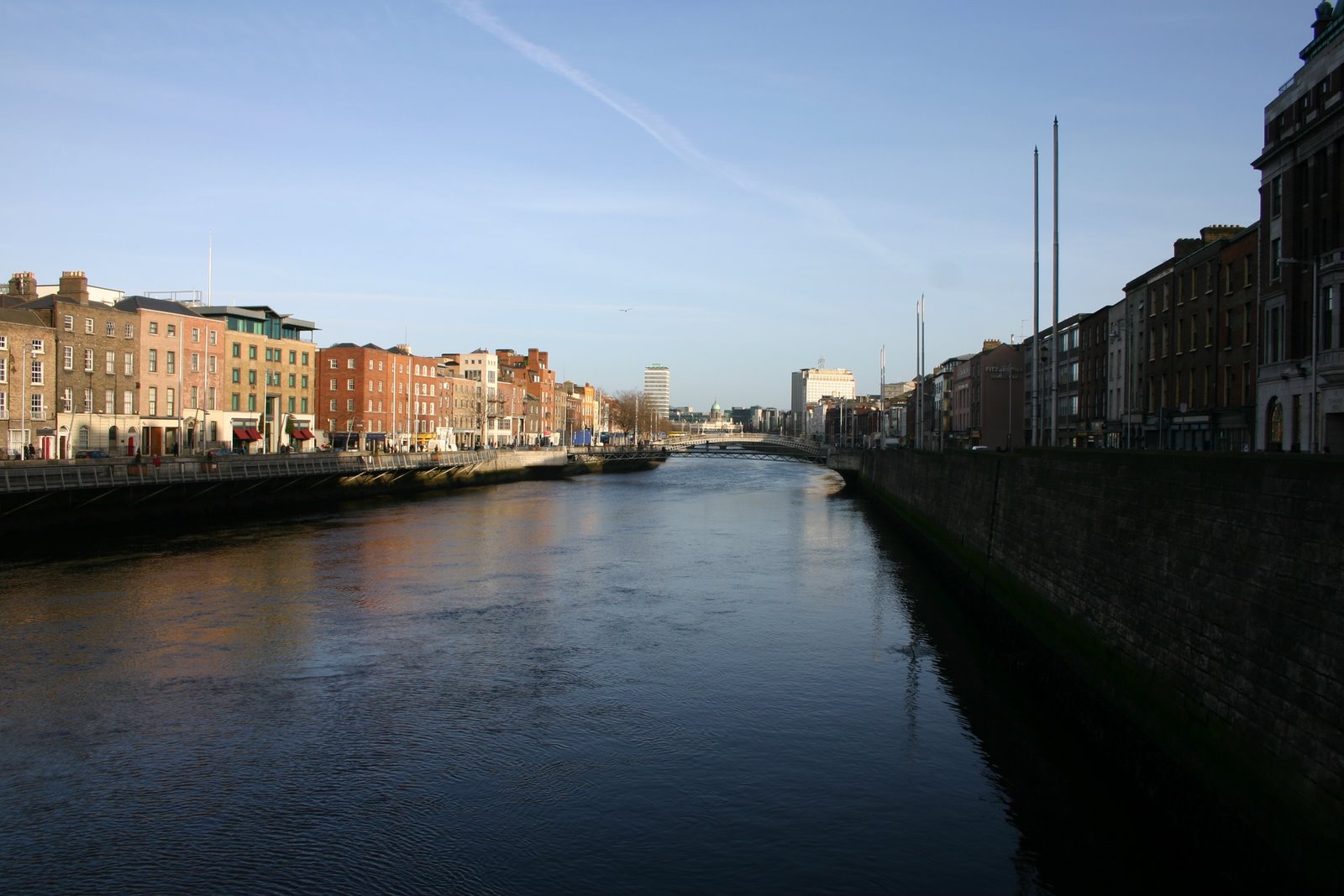 The Liffey River.  North Dublin to the left.