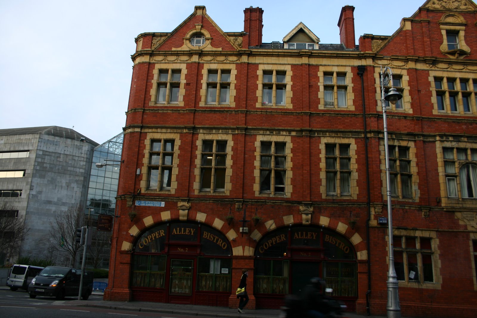 A brightly colored building west of Dublin City Centre.