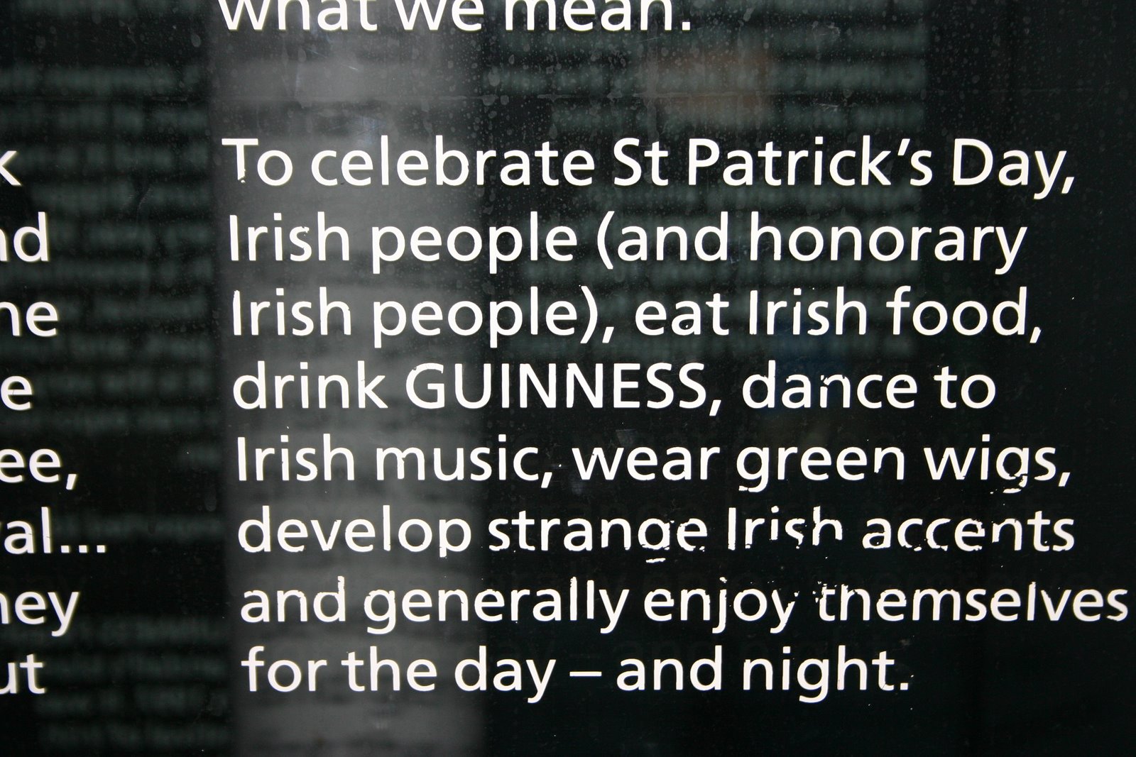 A clip of one of the many signs in the Guinness Storehouse tour.