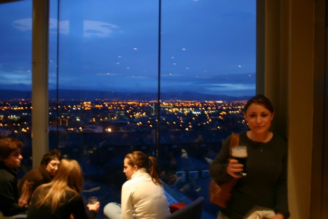 Leilani and her pint at the gravity bar.