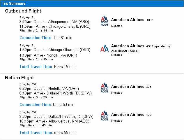 Now with Actual Flight Times