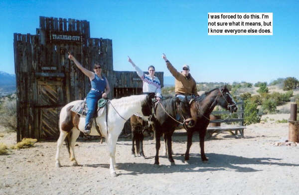 SHAMU! on the horses. Vanessa, Kari and Joel