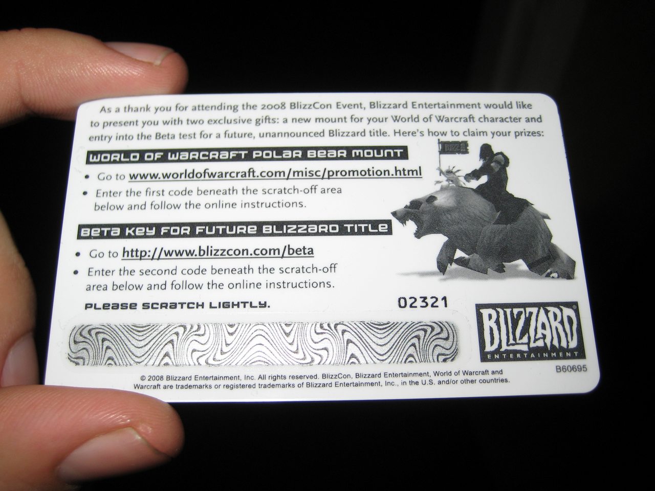 Blizzcon 2008 Mount & Beta Invite Card, 2.