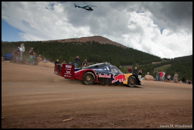 Rhys Millen's car headed up the straight.