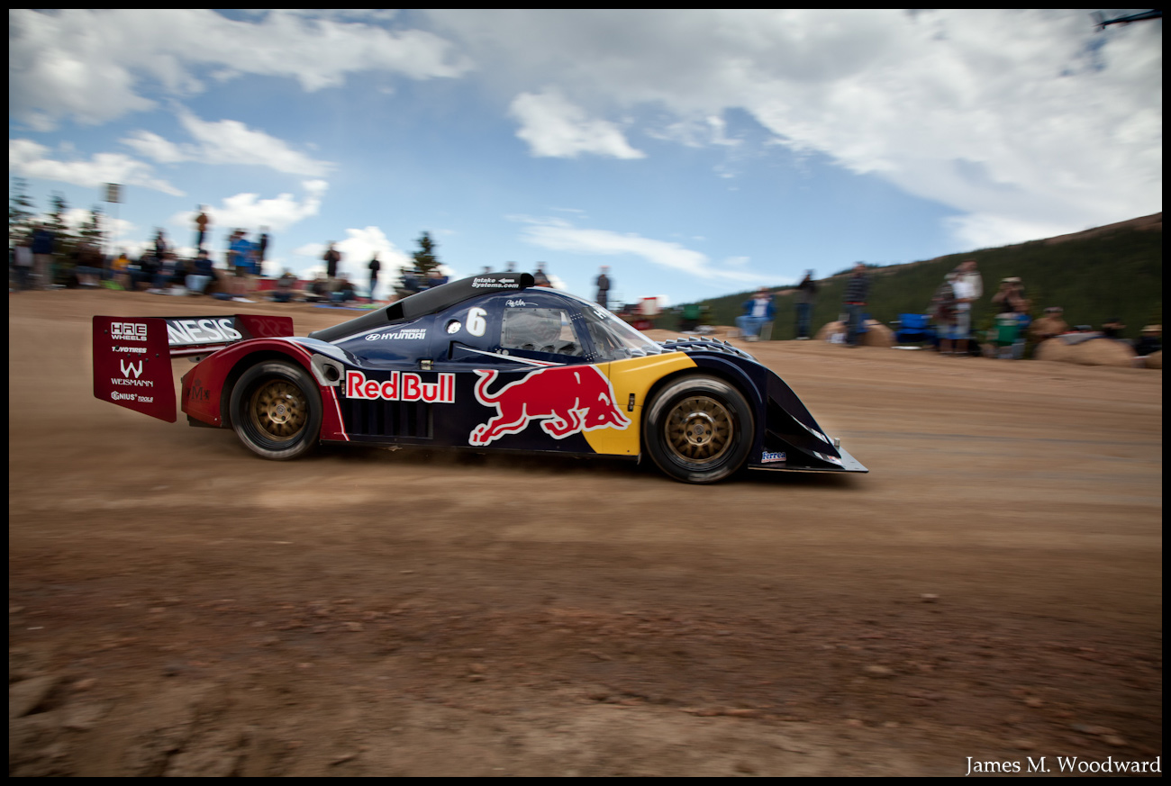 Rhys Millen's car coming out of the turn.